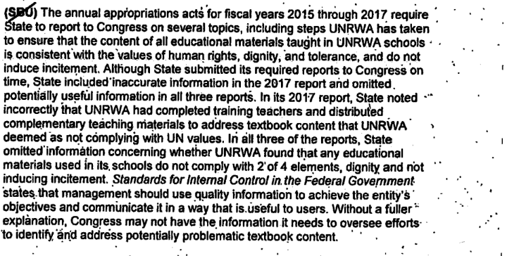 2017 State Department memo on UNRWA