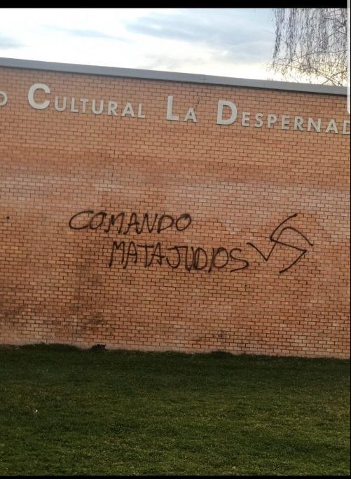 Antisemitic graffiti on a cultural center in Madrid, January 2020